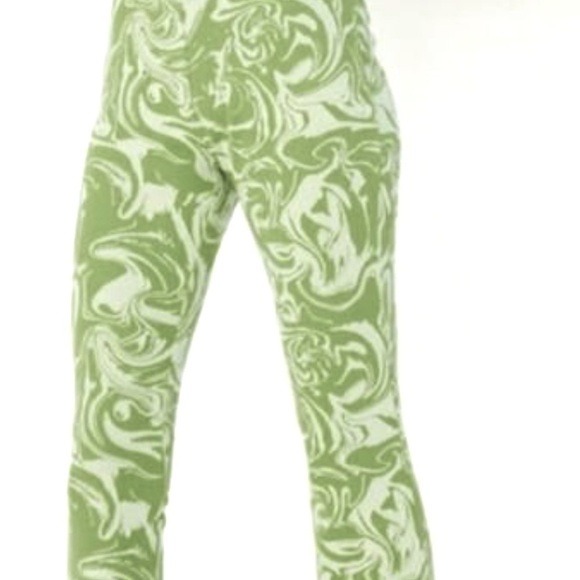 NWOT ZARA Jacquard Flare Trousers in light Lime Green, Long Length size Medium - Picture 6 of 7